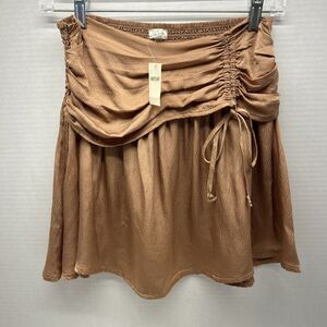 Aerie Mini Skirt Copper Color Pebble Look Material Elastic Waist Womens Size XS